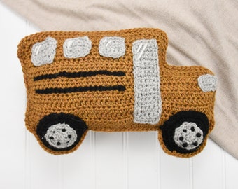 School Bus Plush Crochet Pillow Pattern (PDF Pattern)