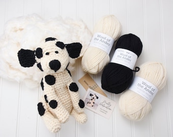 Dalmatian Amigurumi Crochet Kit: Beginner Friendly, Wool Yarn