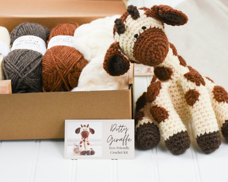 Giraffe Crochet Kit, Amigurumi Kit, Beginner Intermediate Crochet Kit, Amigurumi Giraffe, Stuffed Animal Crochet Pattern, Crochet DIY Kit image 6