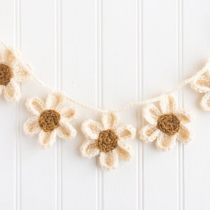 Patrón de guirnalda de crochet, patrón de crochet de guirnalda de margaritas, patrón de guirnalda de flores de crochet, patrón de crochet de flores de primavera, crochet de cadena de margaritas