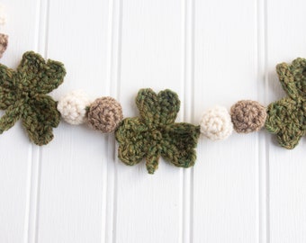 Crochet Shamrock Garland Pattern, St Patricks Day Crochet, St Patty's Day Clover Garland, Crochet Clover Pattern, Shamrock Crochet Pattern