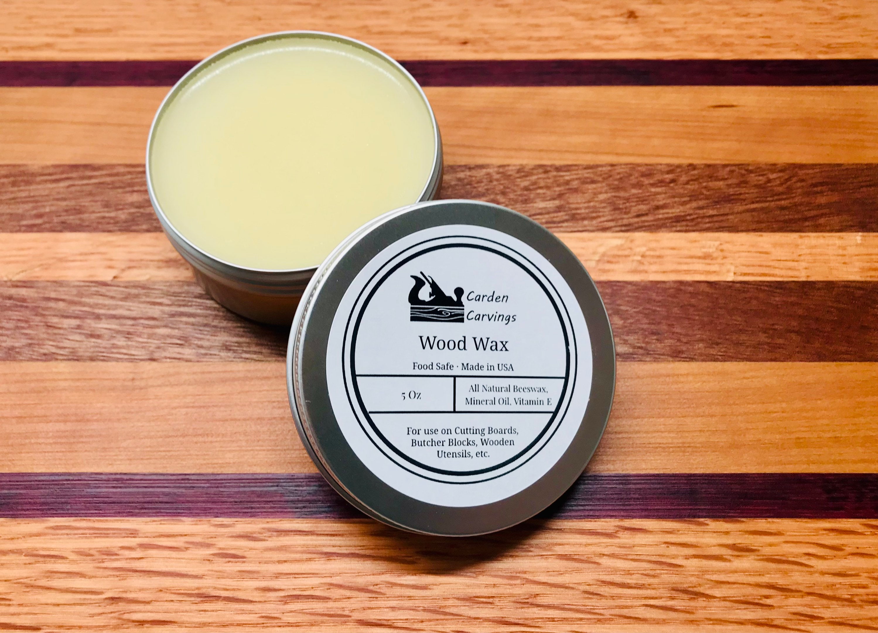 Lancaster Cast Iron Wood Wax for Spoons, Cutting Boards, and Butcher Blocks - 2 oz Beeswax and Mineral Oil Conditioner and Wood Butter - Made in USA
