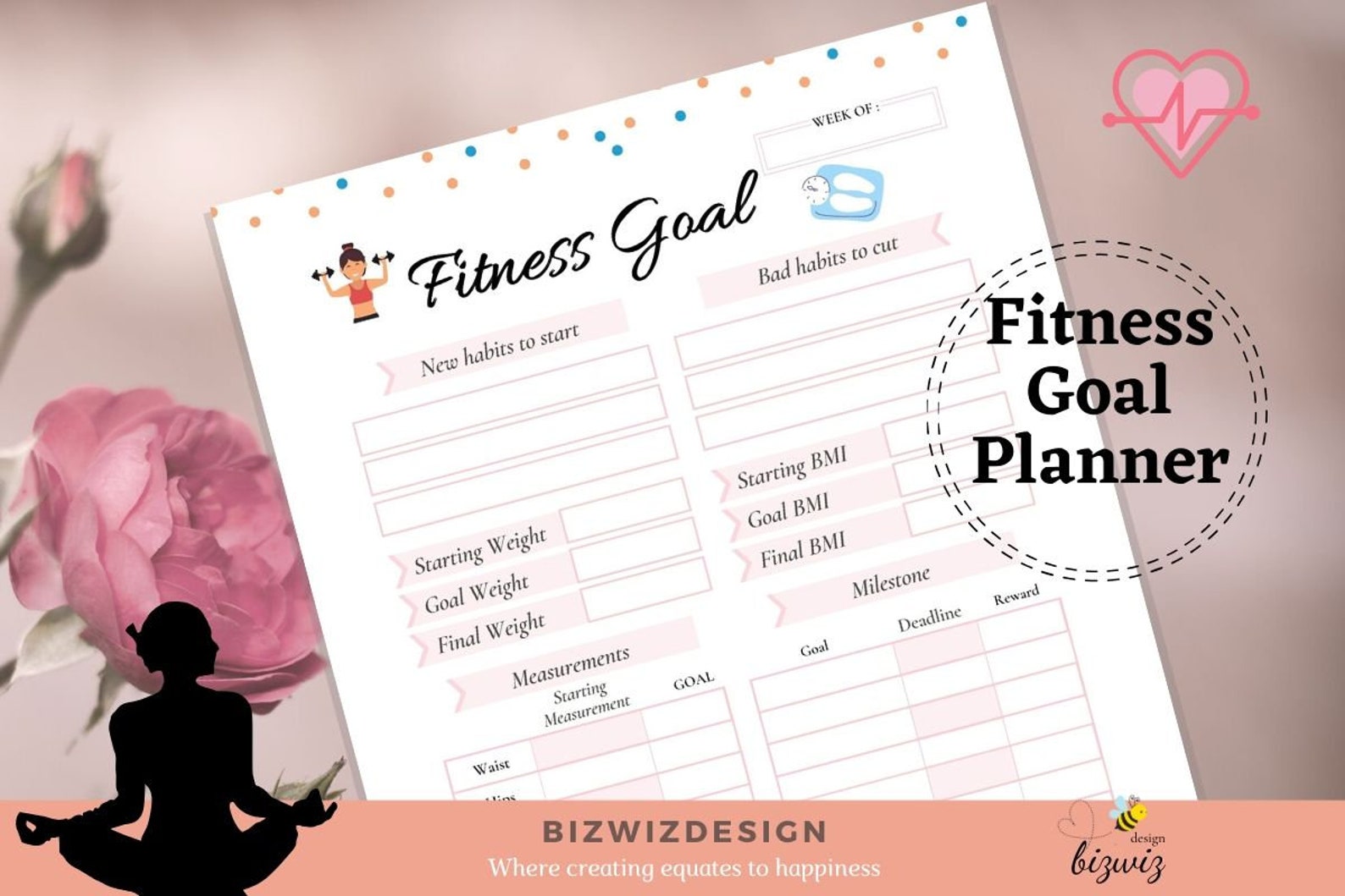 Fitness Planner. Health Planner. Habit Tracker. Calories Etsy
