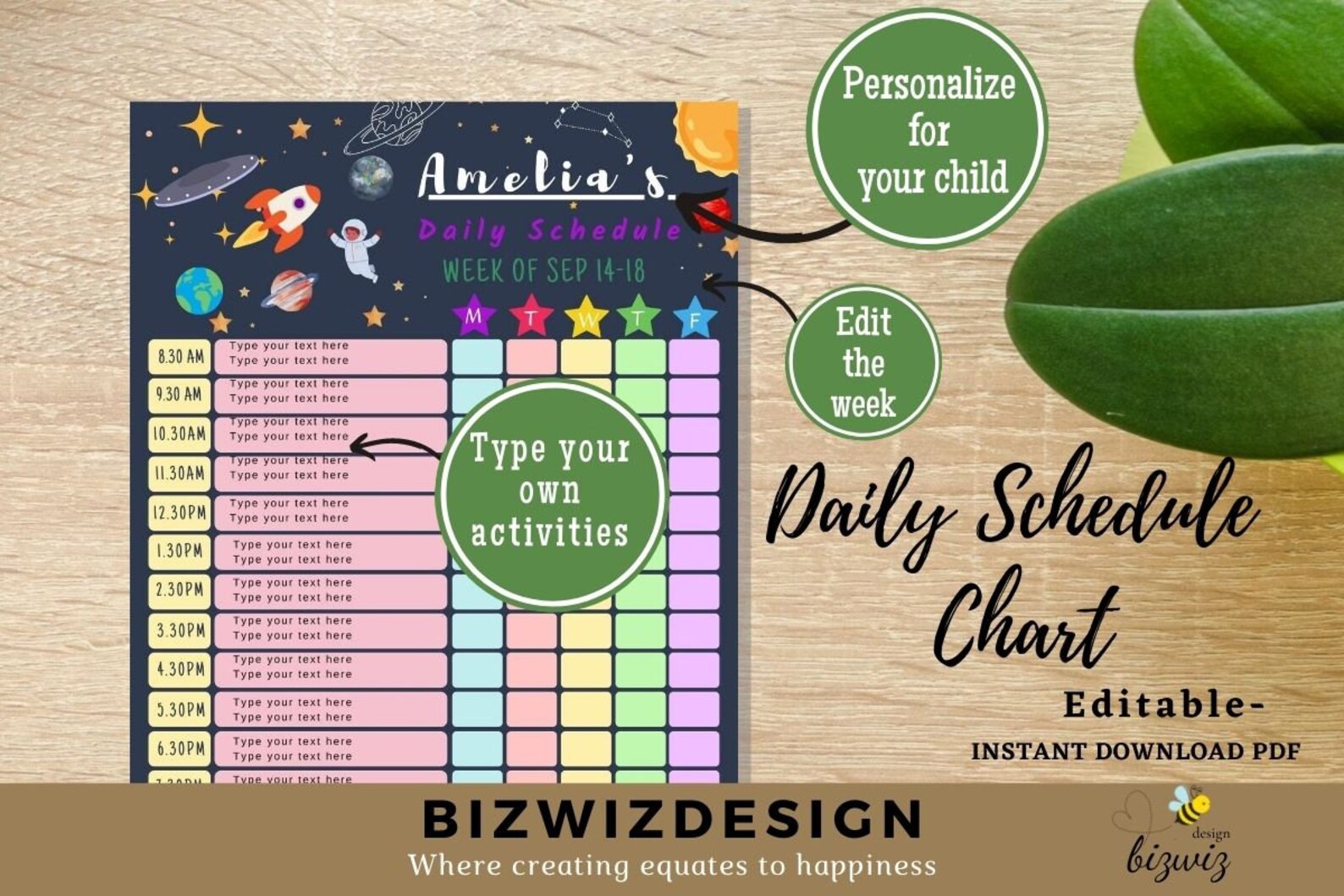 EDITABLE Space Daily Schedule Chart Ship Astronaut Solar Etsy Israel