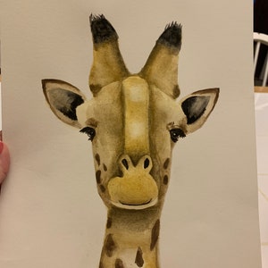 Watercolor giraffe - nursery art - 9x12 watercolor
