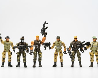 6 figurines d'homme de l'armée - Soldats mobiles de 10 cm de haut avec armes - Jeu imaginatif pour les enfants - Expédition rapide - Vendeur américain