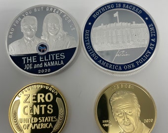 2 coins usa The Elites + ZERO CENTS Coin Biden/Kamala Destroying usa Biden Coin