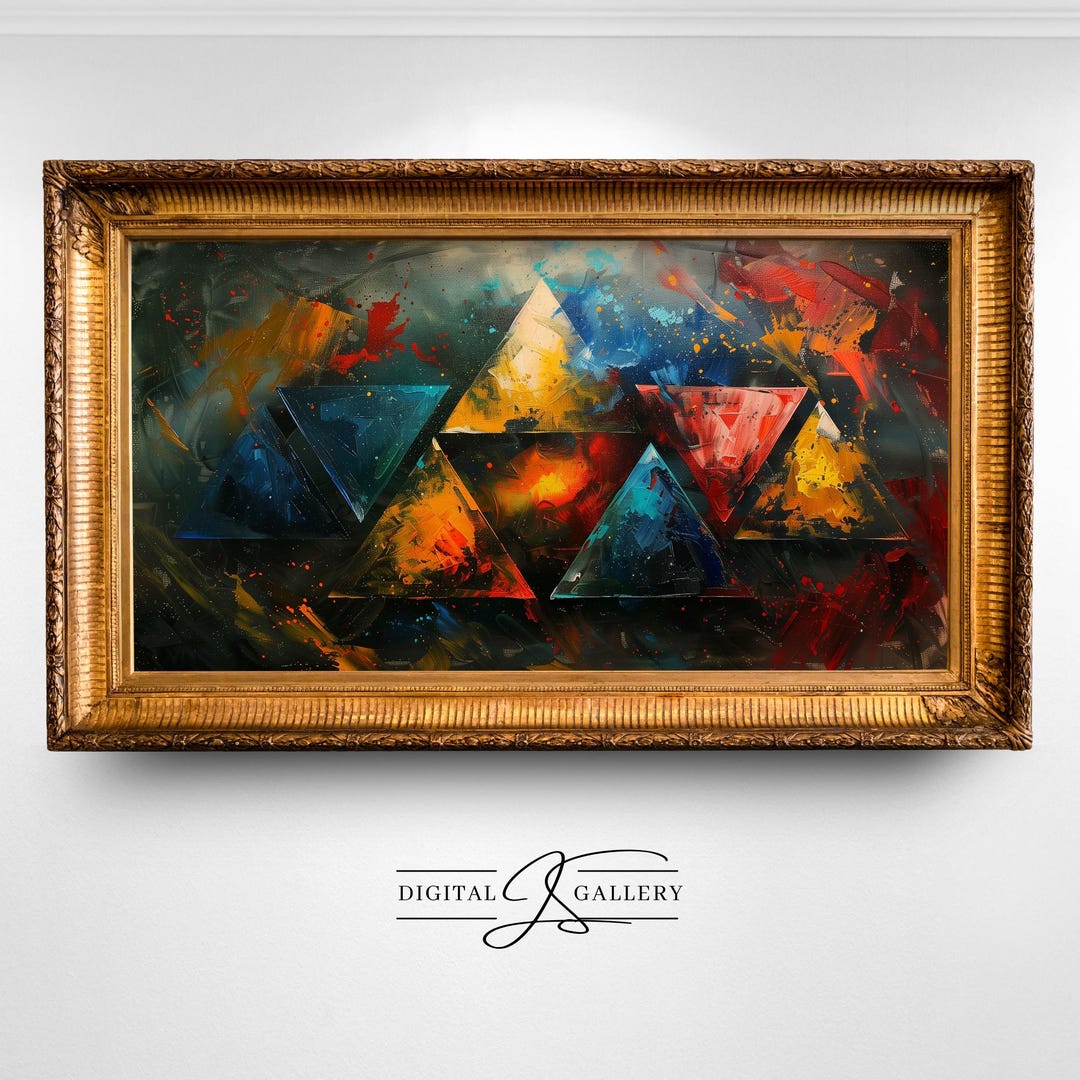 Tri-force Abstract Triangular Art, Vibrant Color Blocks, Modern Wall ...