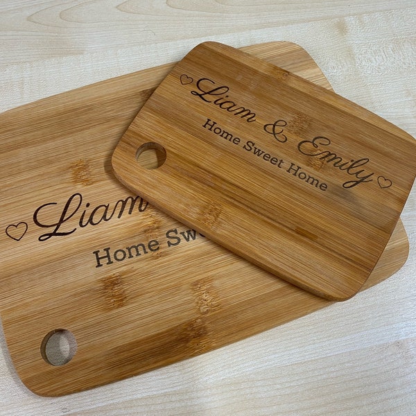 Personalised Names Engraved Wooden Chopping Board for Couples, Wedding Anniversary, Engagement, Housewarming Cutting, Cheese Board Gift