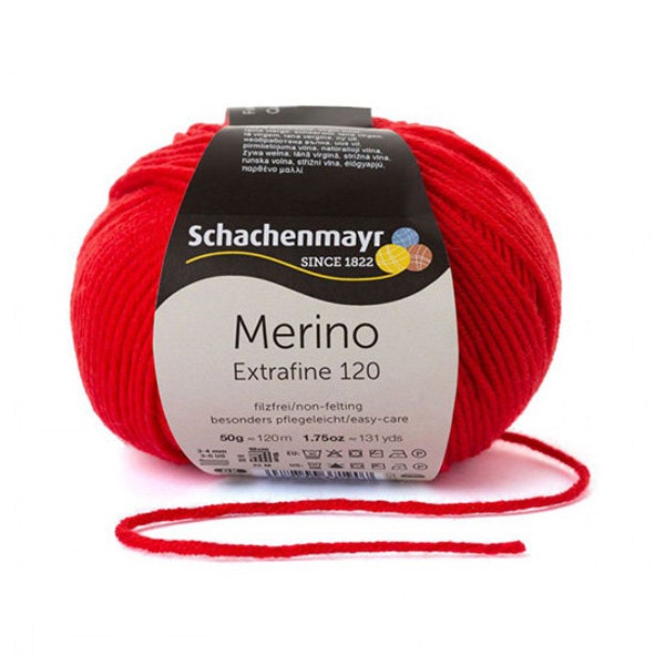Schachenmayr Wolle, Extrafine, 50G, 00130, Rot