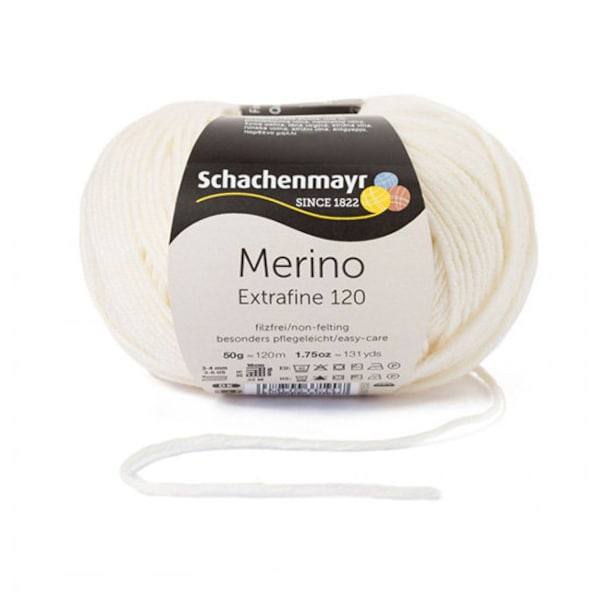 Schachenmayr Merino Wolle, Extrafine, 50G, 00102, Elfenbein