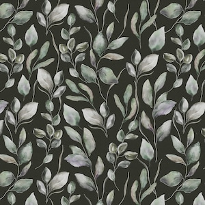 Canvas, leaves, dark grey, digital print