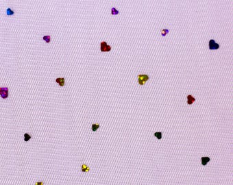 Tulle fabric “Hearts” – honeycomb tulle with hearts | Swafing
