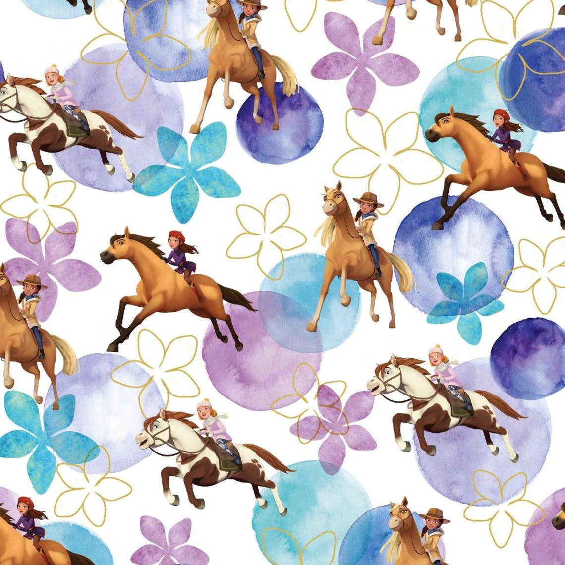 Jersey Licensed Fabric Spirit Riding Free Dreamwoks White Etsy