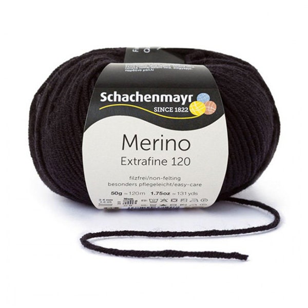 Schachenmayr Wolle, Extrafine, 50G, 00199, Schwarz