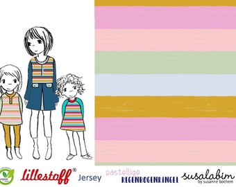 Lillestoff, organic cotton, rainbow stripes, pastel, woven fabric
