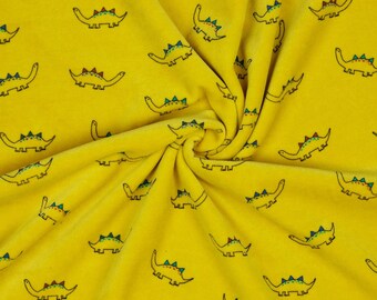 Nicki small dinosaurs, dinosaur fabric, yellow