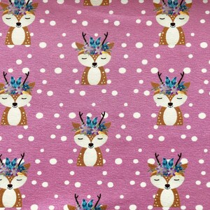 HILCO Jersey Forest Friends Boho Deer pink jersey fabric cotton jersey for children&#39;s clothing