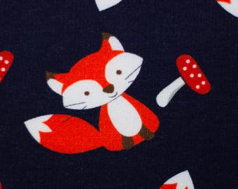 Lightly brushed sweatshirt fabric “Cosy” – foxes on dark blue | Swafing