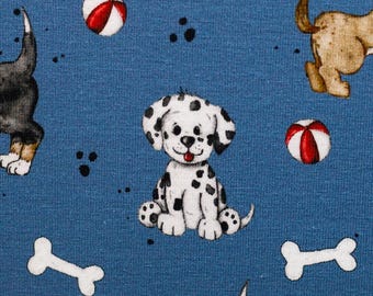 Cats & Dogs by Sabine Marschall, Jersey Cotton, Dogs, Denim Blue
