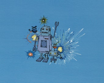 Happy Metal by Steinbeck, Jersey cotton, helicopter, blue 817253