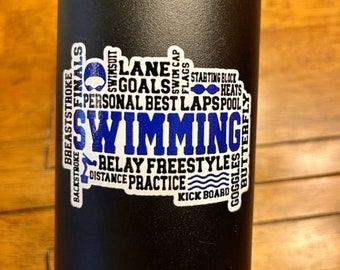 Fun Vinyl Sticker - Swim Collage.  Waterproof & Laminated. Sticker Decal for Water Bottles, Laptop, Car. Upgraded Shipping on 5+ ordered