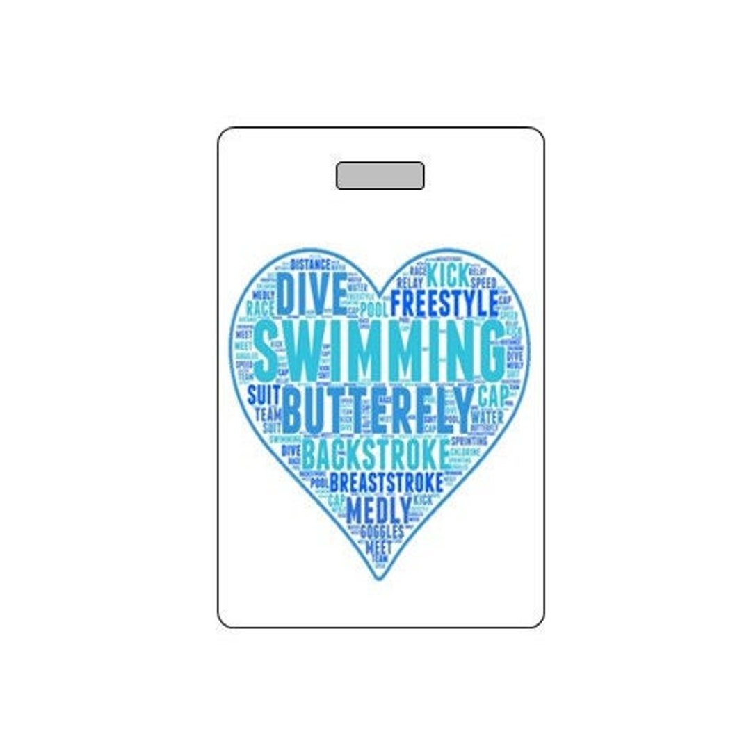 Swim Bag Tag. Customizable. Waterproof. Made in USA. Swimmer Gift. Swim