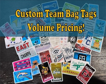 FULLY CUSTOMIZED Bag Tags, Custom Bag Tags with Loop, Double Sided, Team Bag Tags, Dance Bag Tags, Sports Bag Tags, Swim Bag Tag