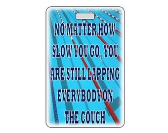 Personalized Swim Bag Tags.  Customize Swimmer Name. Made in USA. New Design.