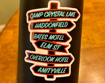 Fun Vinyl Sticker - Scary Movies.  Waterproof & Laminated. Sticker Decal for Water Bottles, Laptop, Car. Upgraded Shipping on 5+ ordered