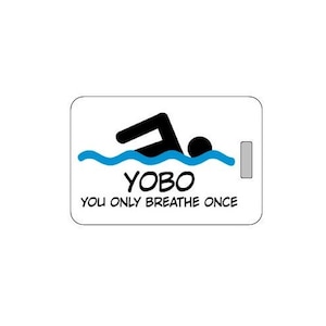 Swim Bag Tag. Customizable. Waterproof. Made in USA.  NEW DESIGN