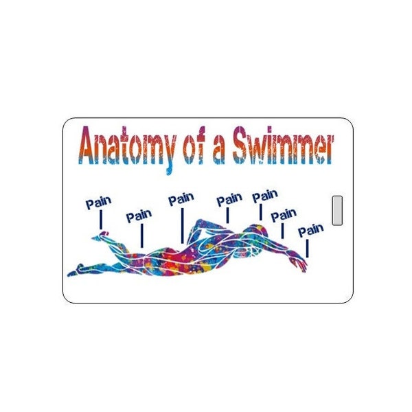 Personalized Swim Bag Tags.  Customize Swimmer Name. Made in USA. Waterproof.