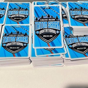 FULLY CUSTOMIZED Bag Tags, Over 25,000 Sold! Custom Bag Tags with Loop, Double Sided, Team Bag Tags, Sports Bag Tags, Swim Bag Tag. zdjęcie 14