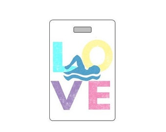 Swim Bag Tag. Customizable. Waterproof. Made in USA.  Swim Gift. Swim Team