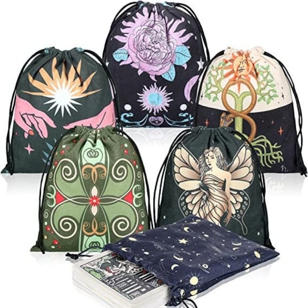 Large Printed Velvet Tarot Bags 7.1 X 5.9   | Oracle Card Bag | Runes Bag | Crystal Bags | Drawstring Bag | Keepsake Bag | Waterproof Bag