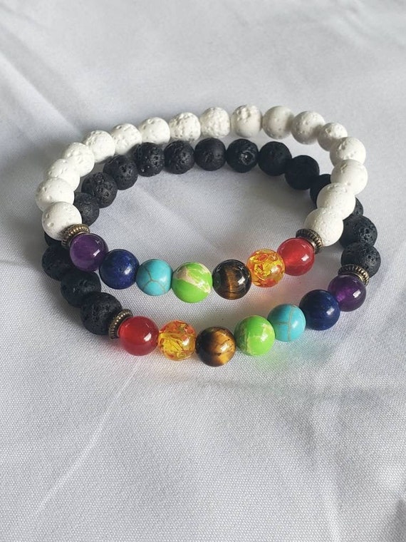 7 Chakra Bracelet With Lava Stones Essential Oil Diffuser Energy Healing  Bracelet -  Canada