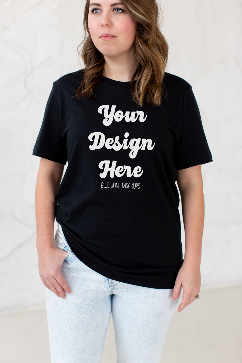 Download Bella Canvas 3001 Mockup Black T-Shirt Mockup Model ...