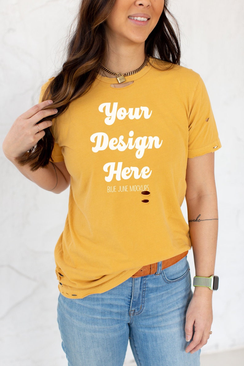 Download US Blanks Destroyed Sunset Mockup Yellow T-Shirt Mockup Tee | Etsy