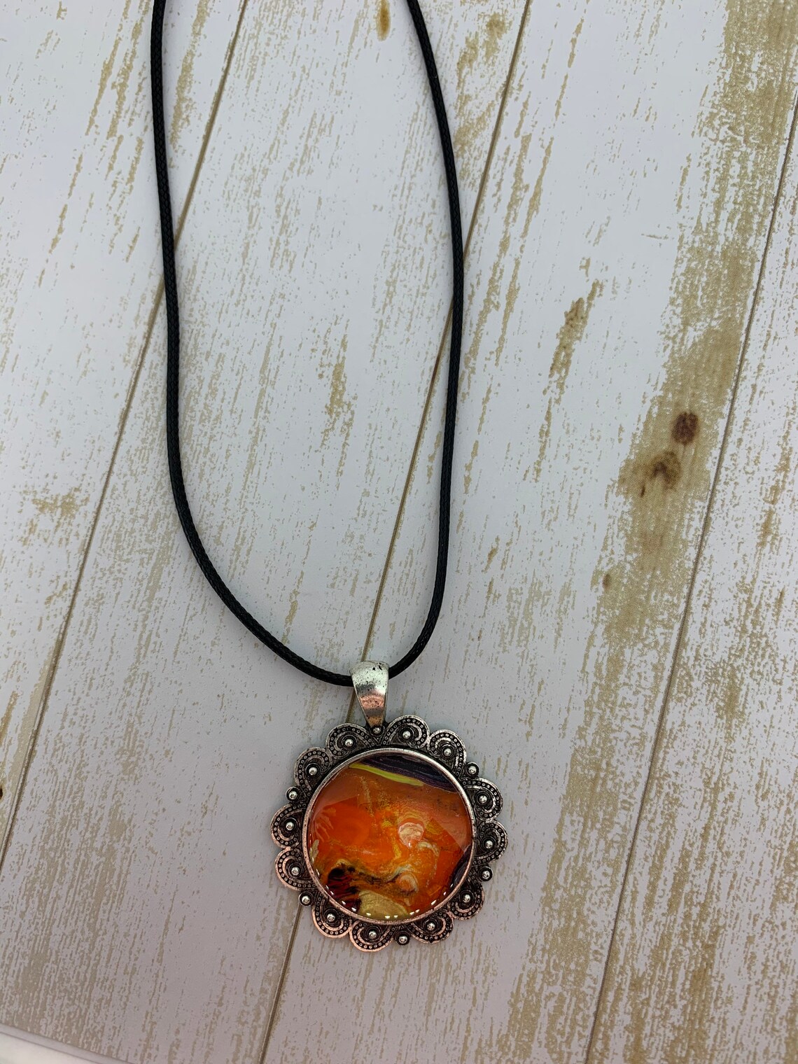 Orange Pendant Necklace for Women Handmade Jewelry Flower Etsy