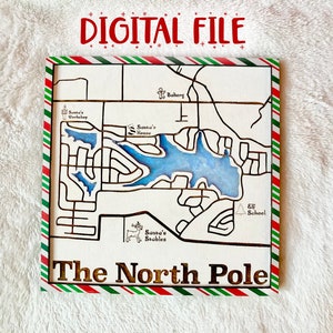 Digital fil Nordpolskarta, julkarta, Glowforge-fil, laserskärningsgravyrfil, digital nedladdning, SVG