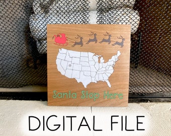 Digital File Santa Stop Here Sign, Christmas Sign, Glowforge File, Laser Cutting Engraving File, Digital Download, SVG