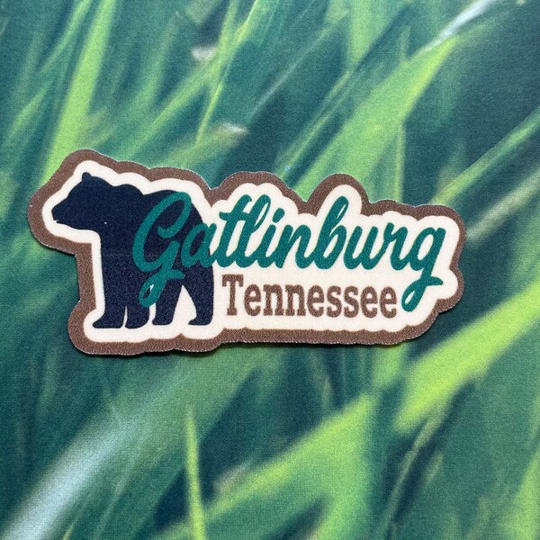 Gatlinburg TN with Bear Sticker 2.5" x 1.15"