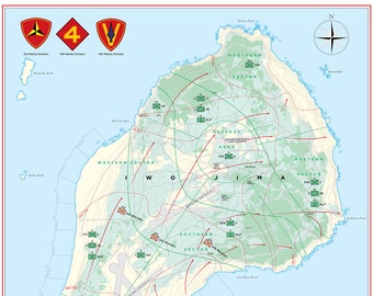 Iwo Jima Battle Map 1945 Pacific War