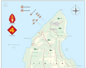 Battle of Tinian, 1944 Downloadable Jpeg Map