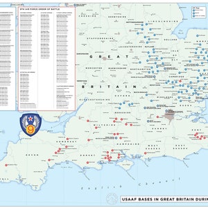 第二次世界大戦中のイギリスのアメリカ空軍基地の地図 - 第二次世界大戦中のアメリカ第 8 空軍と第 9 空軍基地の地図