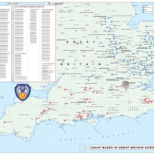 USAAF Bases in Great Britain During World War II Map US 8th Air Force and 9th Air Force Bases During the Second World War Map image 1