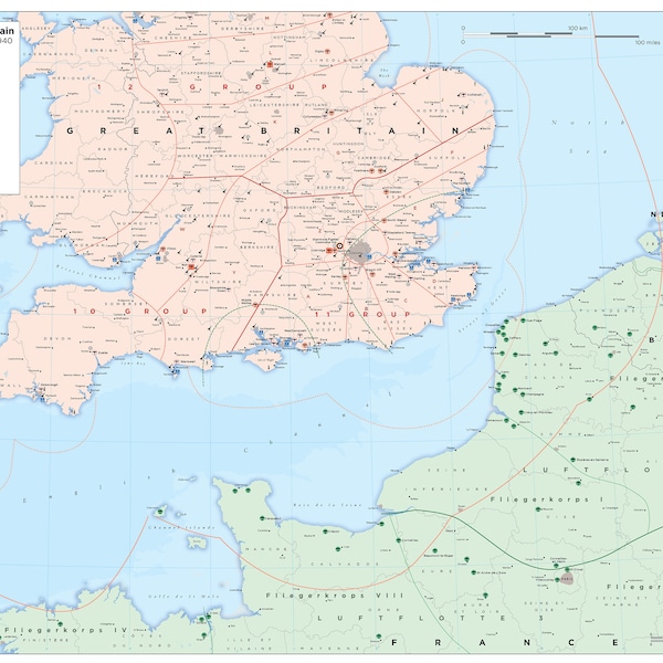 Battle of Britain Map 1940 Downloadable Jpeg