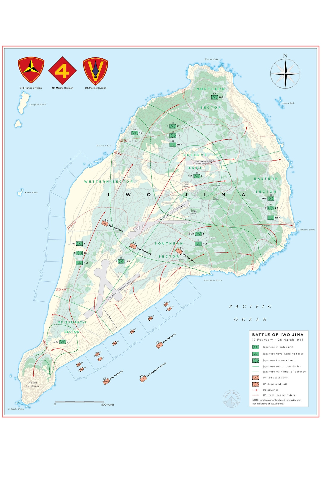 iwo jima battle map