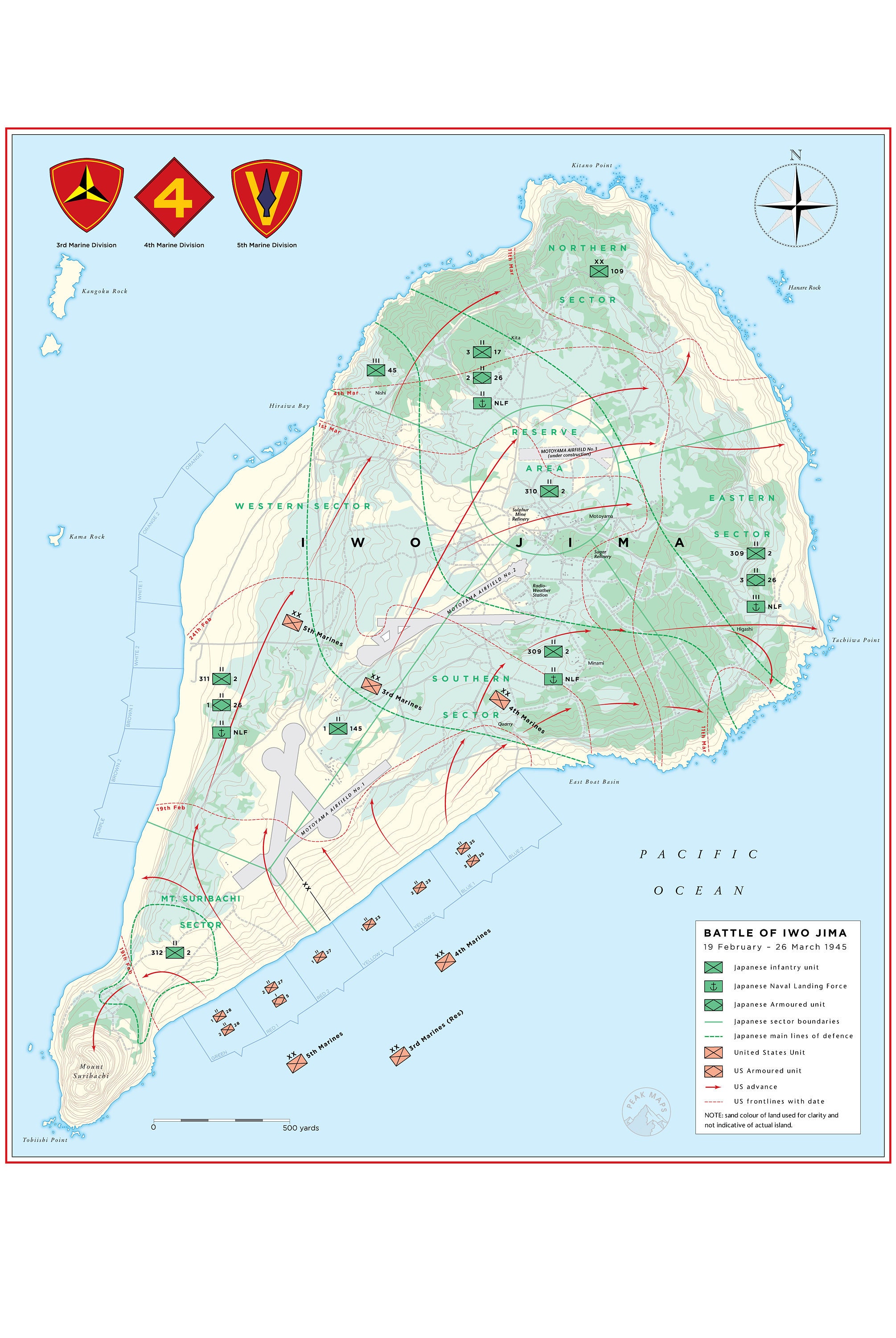 Battle Of Iwo Jima Map Pacific War Battlefield Battle Of Iwo Jima Map Pacific War Battlefield