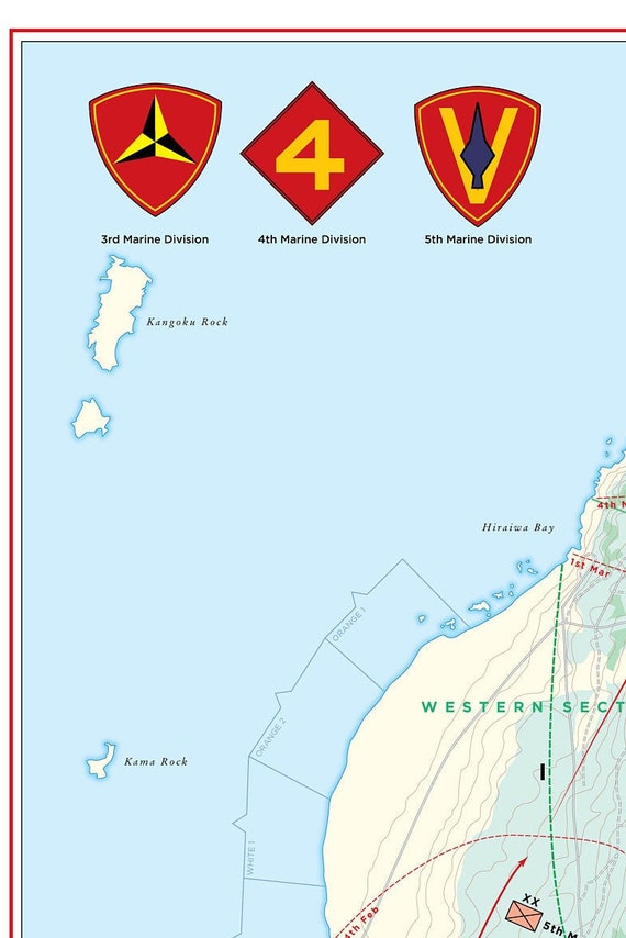 硫黄島戦闘地図 1945年 太平洋戦争 - Etsy 日本